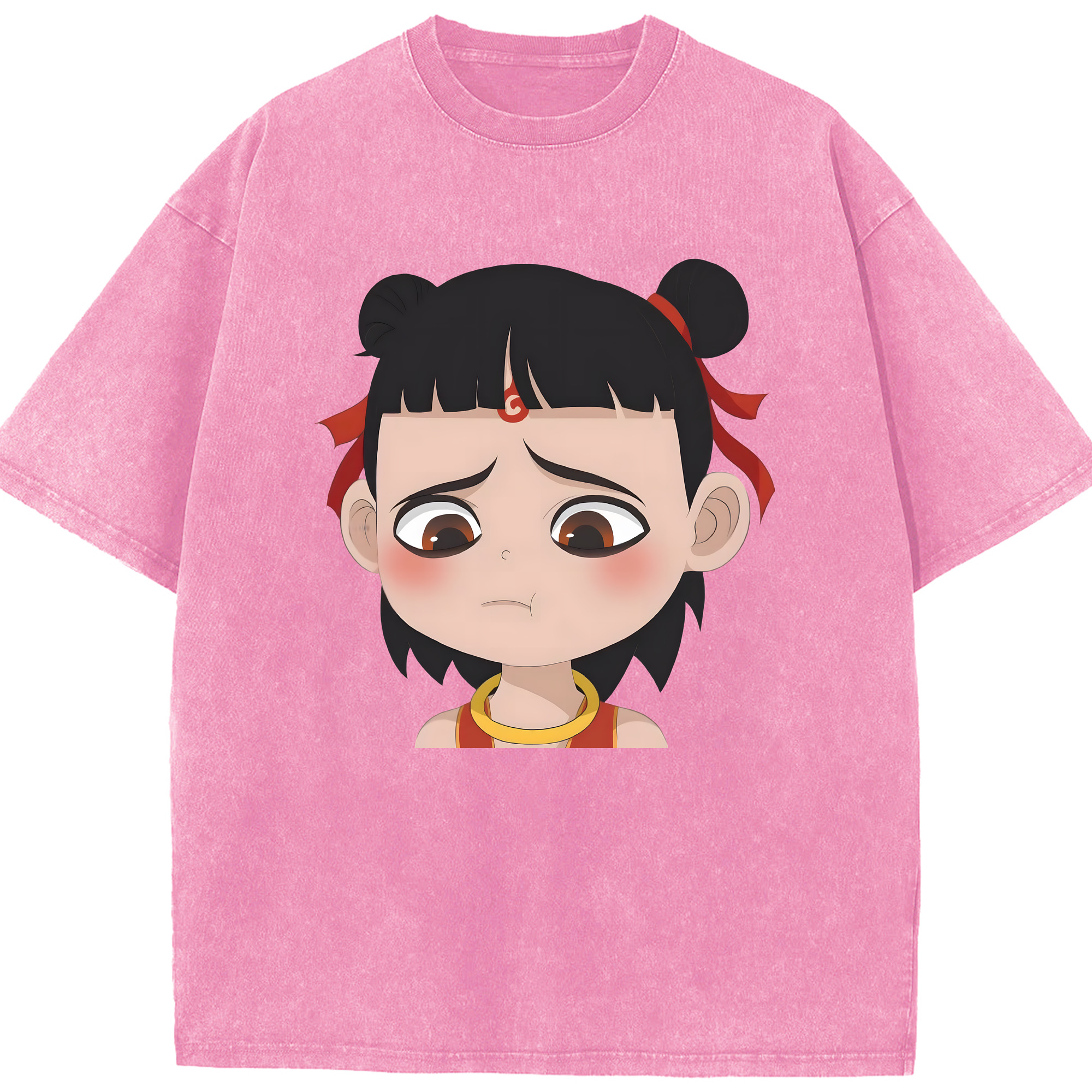 （画像用） Ne Zha 2 ナタ 魔童の大暴れ 綿100% ヴィンテージ風 半袖Tシャツ（フロントプリント）